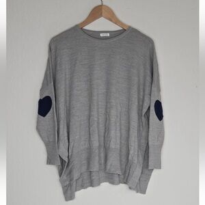 Mersea Amour Heart Sleeve Sweater One Size Gray Blue Womens
